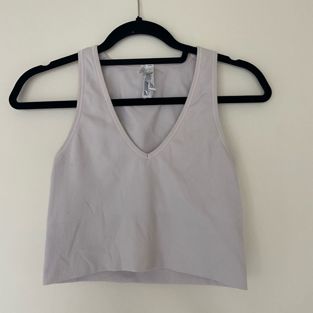 Athleta white/Light Gray Ribbed Tank Top